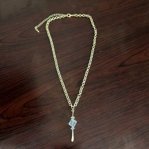 Handcrafted Brass and Crystal Pendant with gold tone Necklace